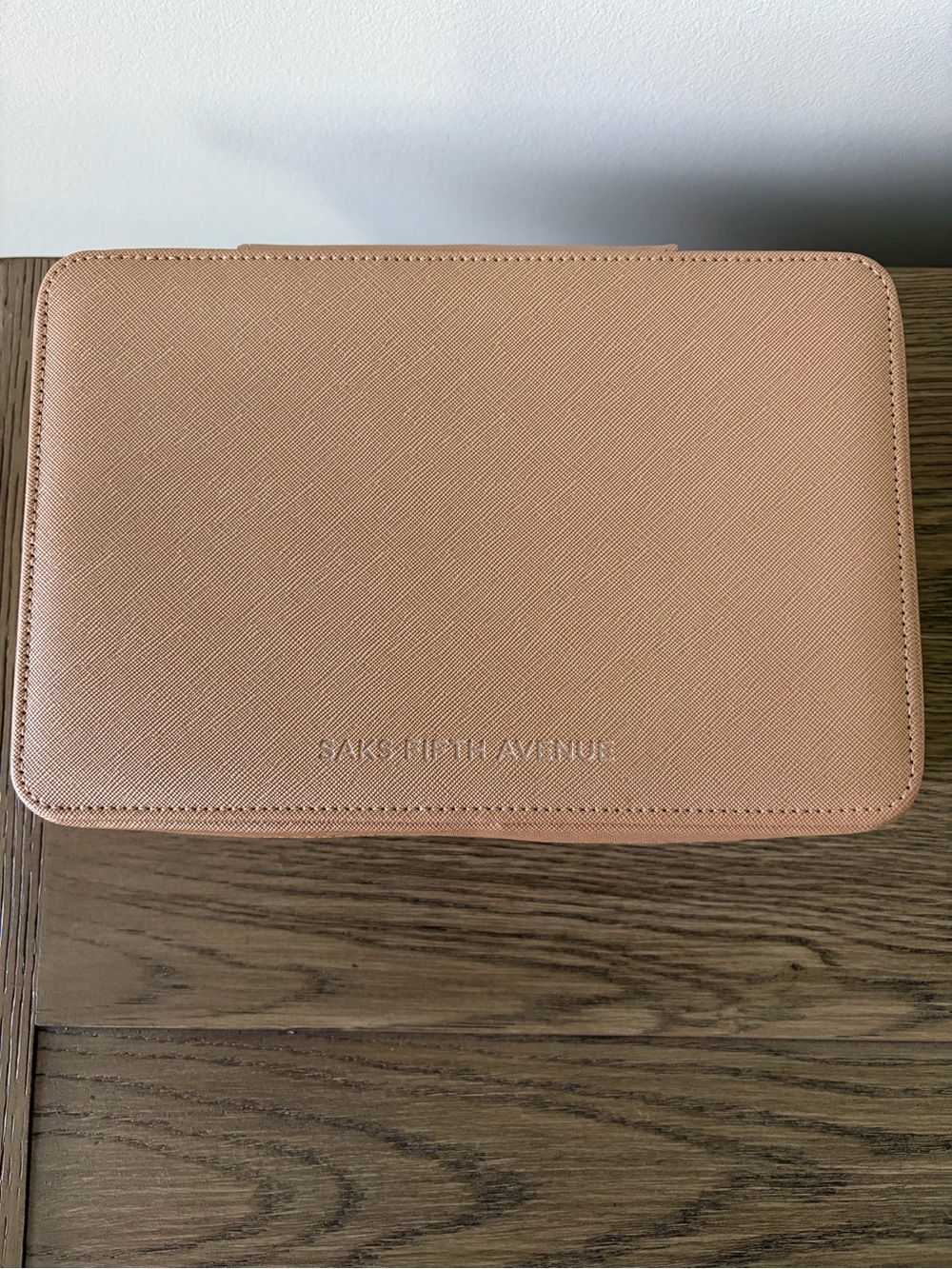 Saks Fifth Avenue Leather Cosmetic Pouch - Peach
